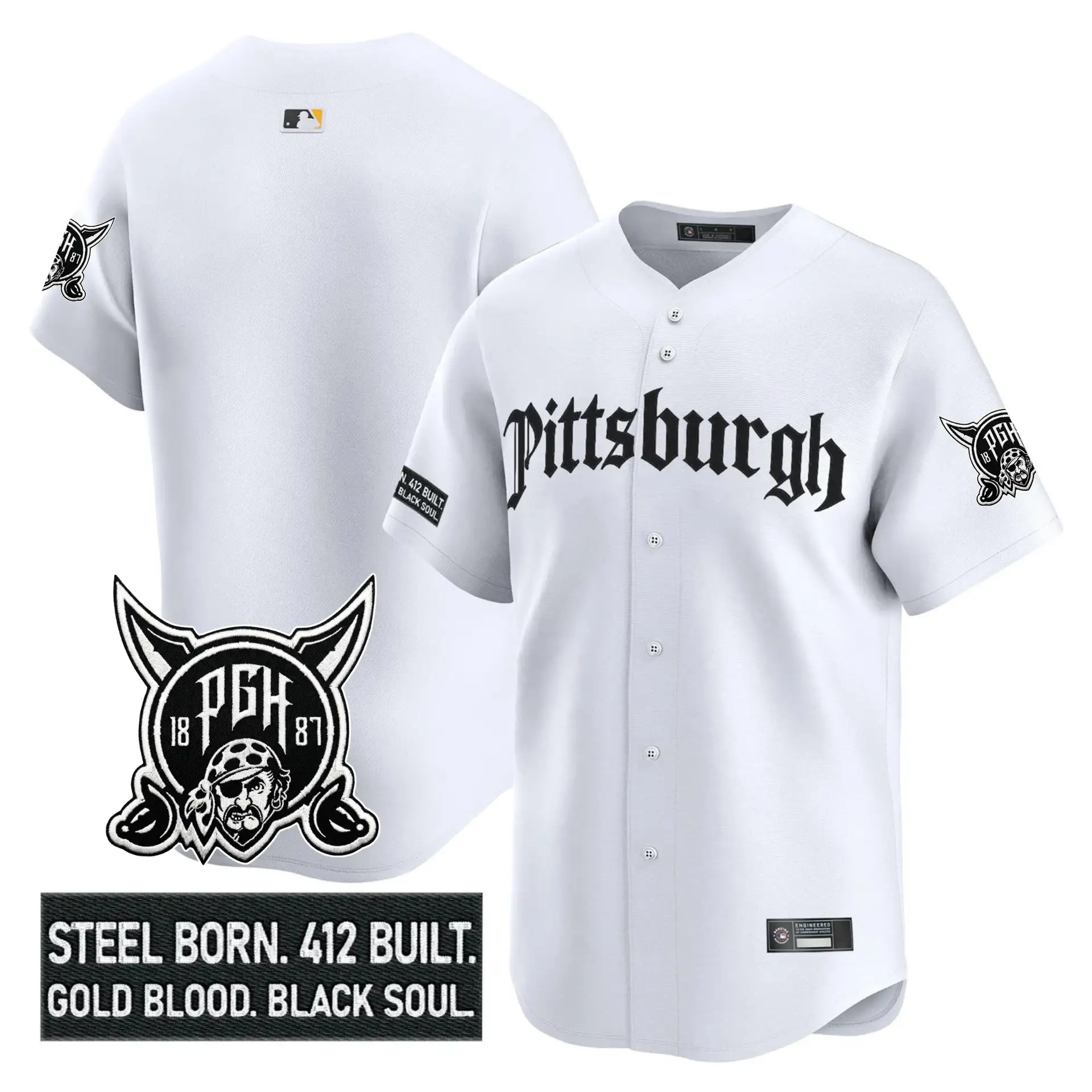 PIT 'Gothic Steel City Edition' Vapor Premier Limited Jersey - All Stitched by Pittsburgh Pirates