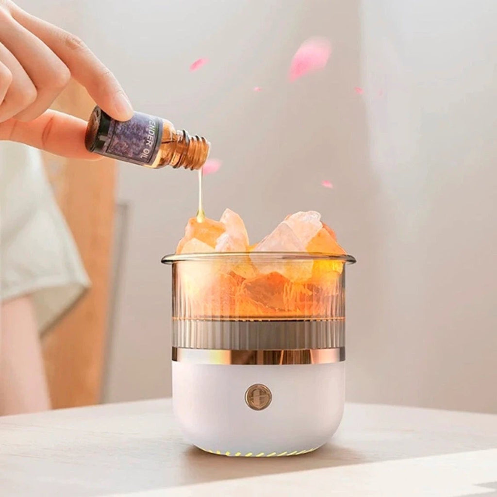 SereniGlow Crystal Salt Humidifier | USB Aroma Diffuser – Night Light & Air Purifier – For Relaxation, Stress Relief & Improved Air Quality Bowlift by Bowlift