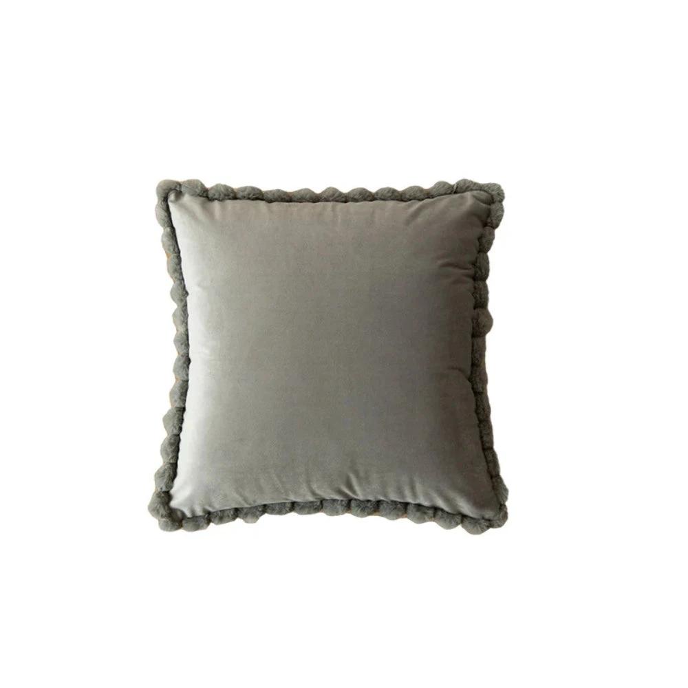 Velvet Pom-Pom Trim Cushion Cover by Casa & Beyond