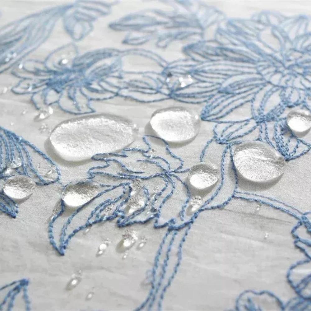 Delfina Blue Floral Lace Tablecloth by Casa & Beyond