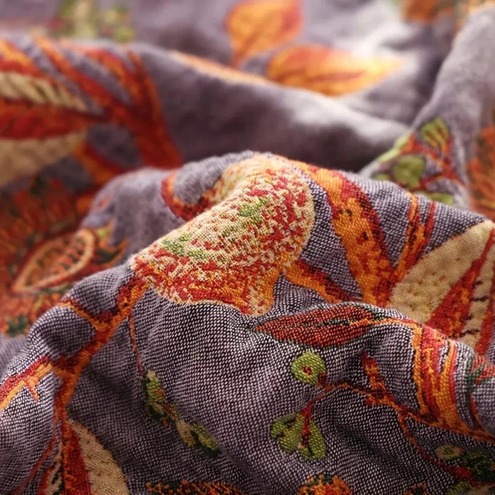Botanic Floral Cotton Tassel Blanket by Casa & Beyond
