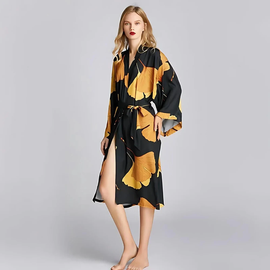 Classic Black and Yellow Bathrobe by Casa & Beyond