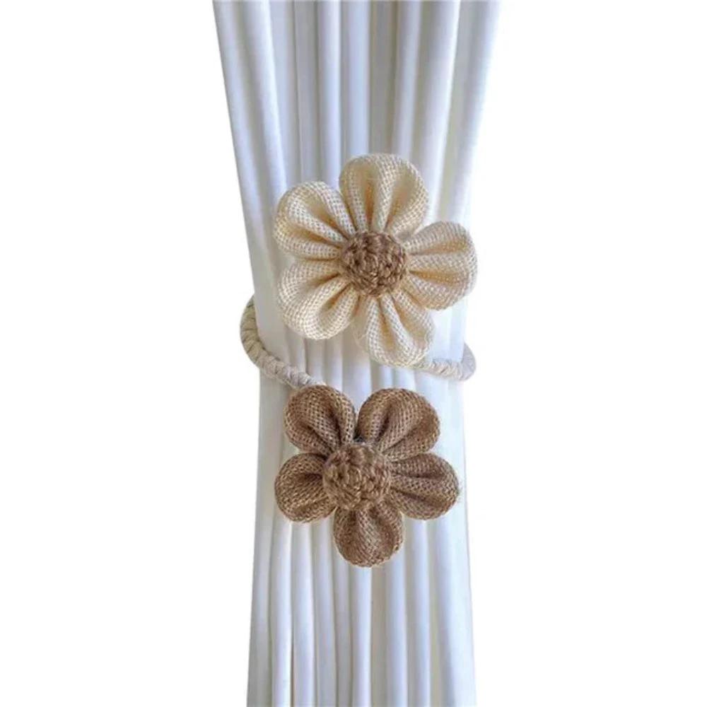 Floral Hemp Curtain Tie Back | 2Pcs Set by Casa & Beyond