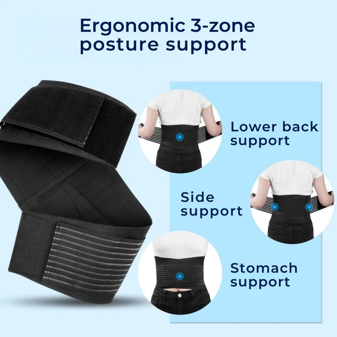 BackGuard Premium Back Pain Support Belt | Targeted Compression Relief - for Lower Back Strain - Herniated Discs and Posture Improvement Bowlift by Bowlift