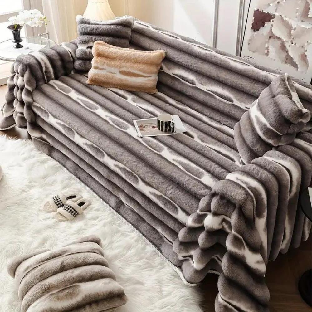 Velvet Faux Fur Sofa Cover by Casa & Beyond