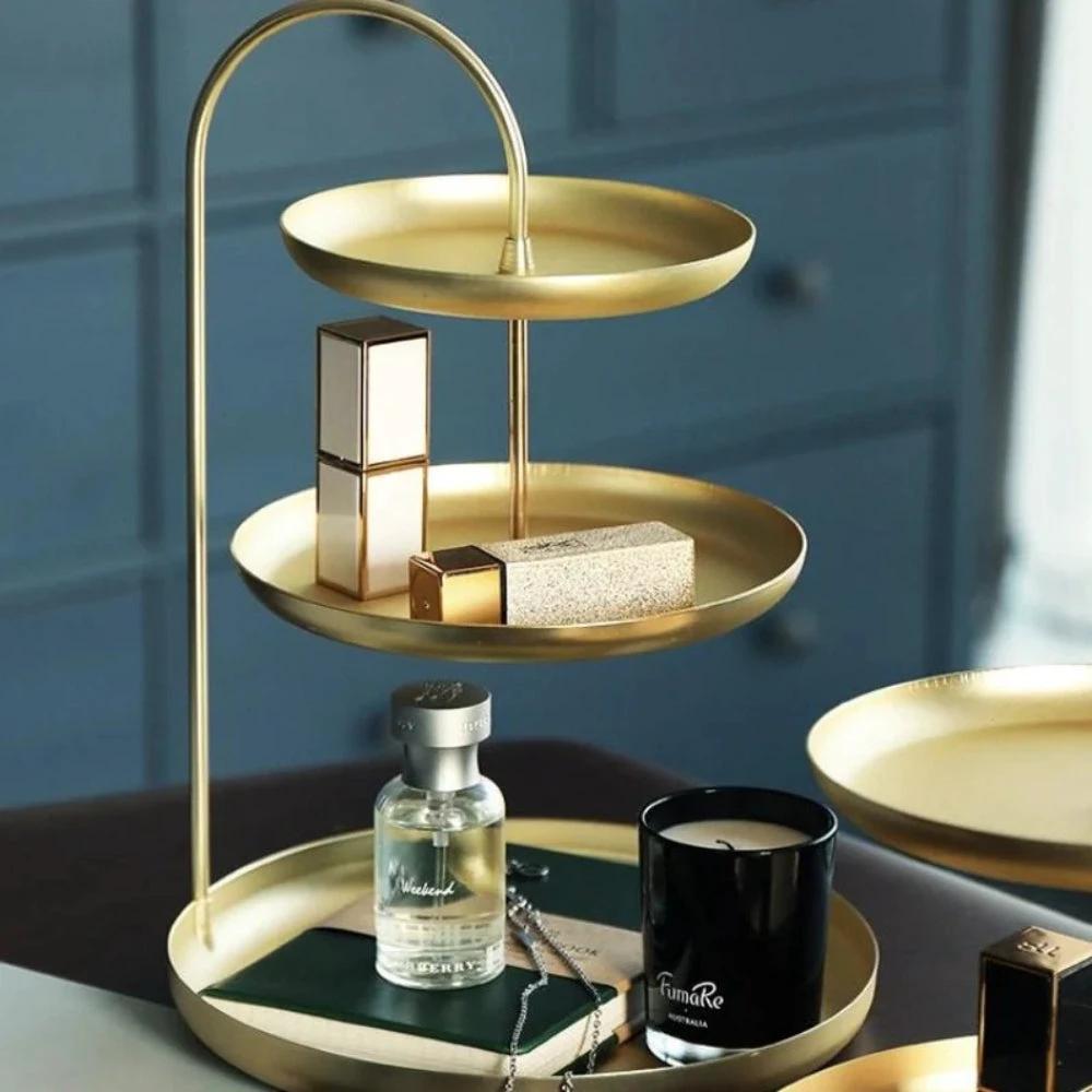 Elegant Gold Storage Organizer Stand by Casa & Beyond