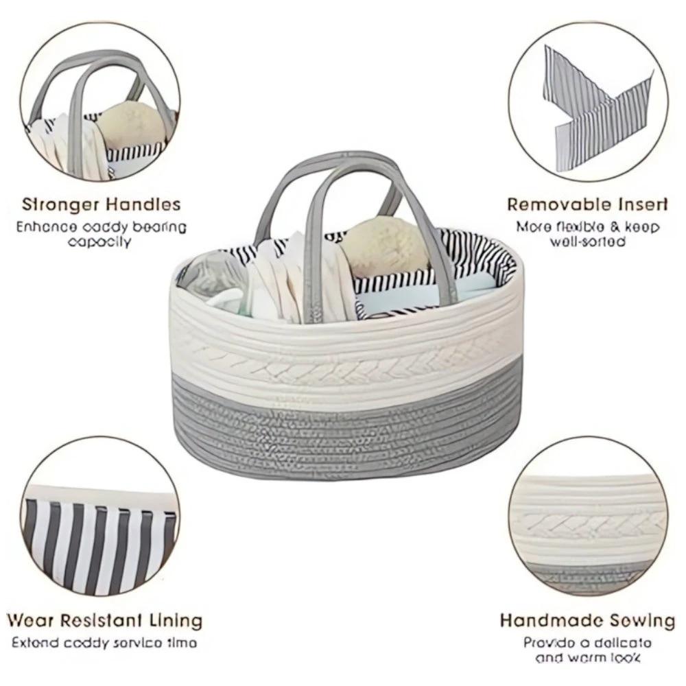 Braided Grey Baby Essentials Organizer by Casa & Beyond