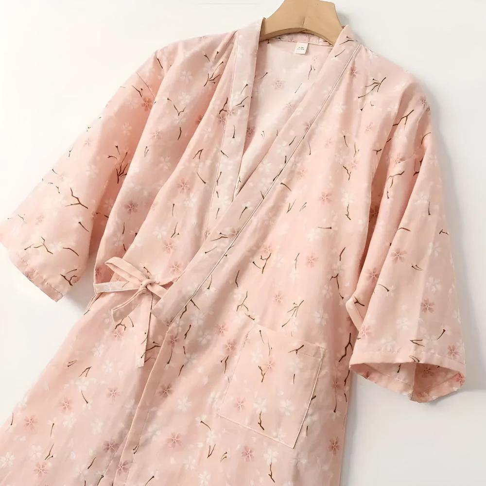Women's Floral Pattern Cotton Bathrobe by Casa & Beyond