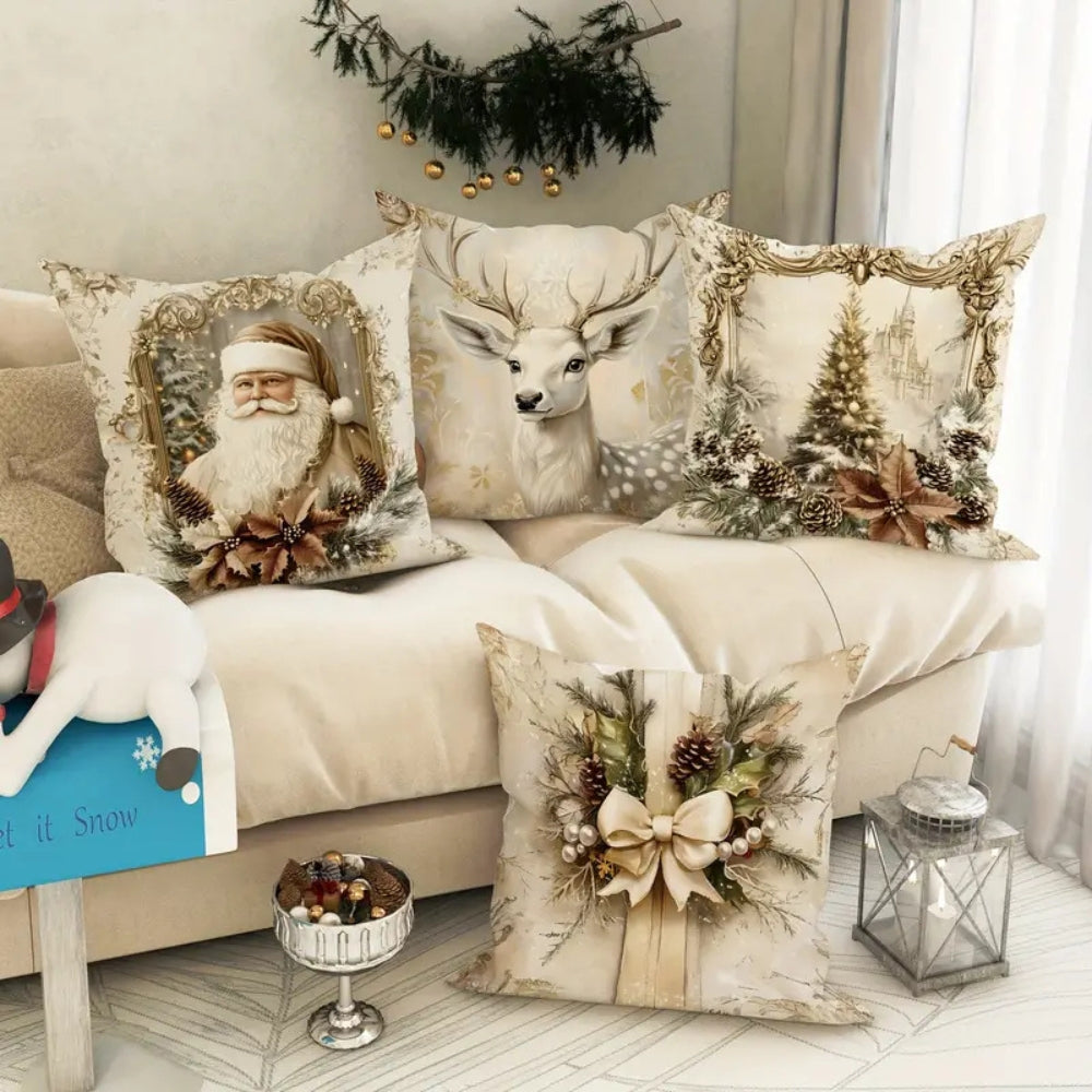 Golden Velvet Christmas Cushion Covers by Casa & Beyond