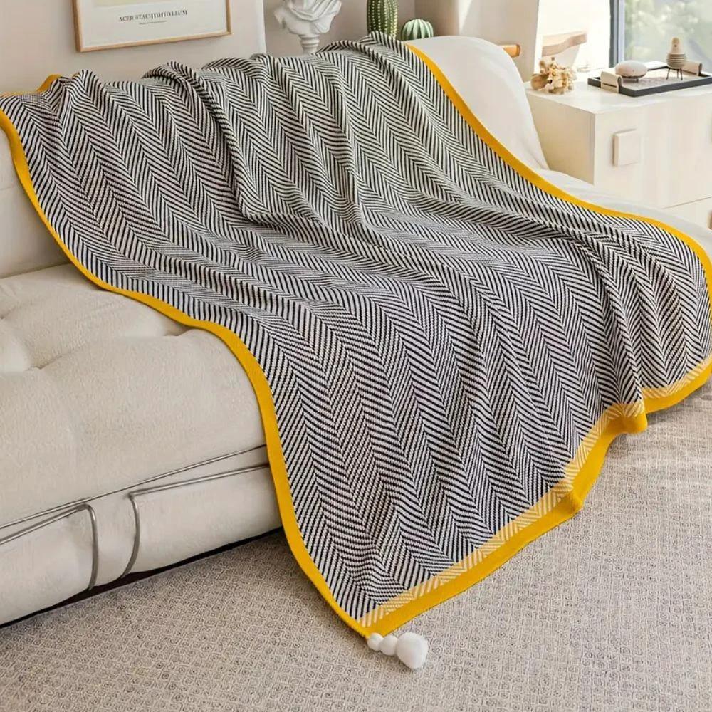 Golden Chevron Luxe Blanket by Casa & Beyond