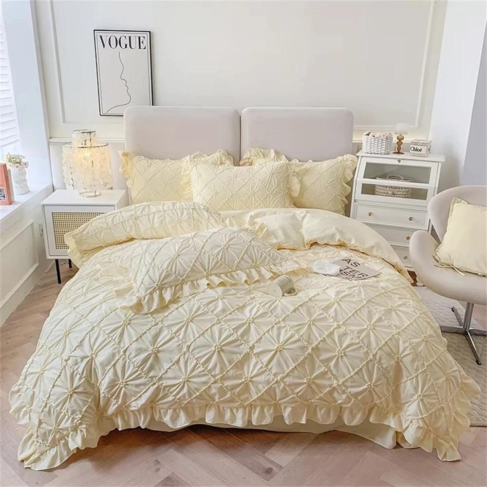 Belle Cotton Plush Ruffle Bedding | 4pcs Set by Casa & Beyond