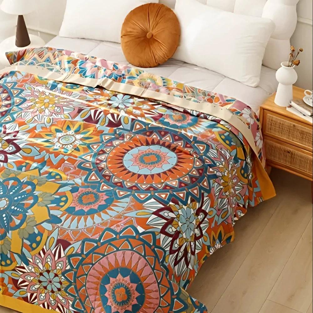 Moroccan Floral Jacquard Cotton Blanket by Casa & Beyond