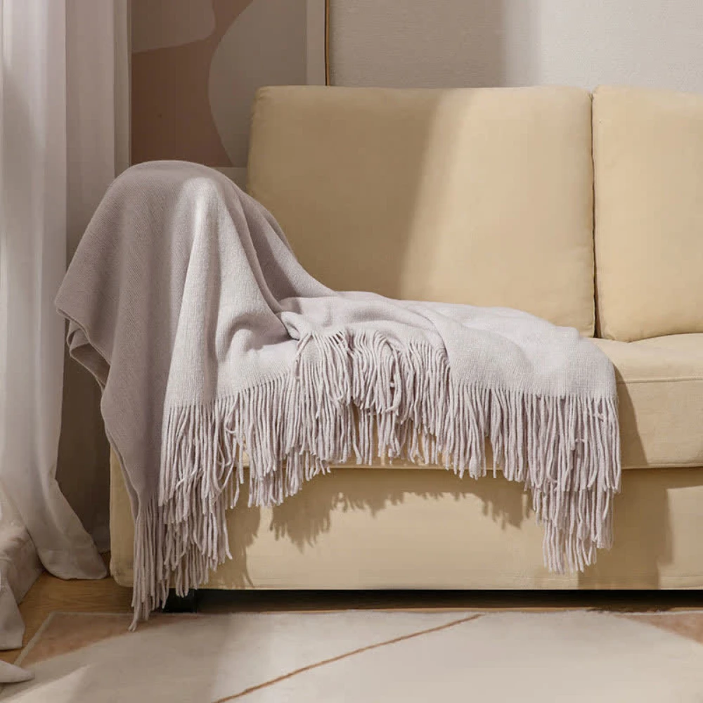 Chunky Knit Tassel Blanket by Casa & Beyond