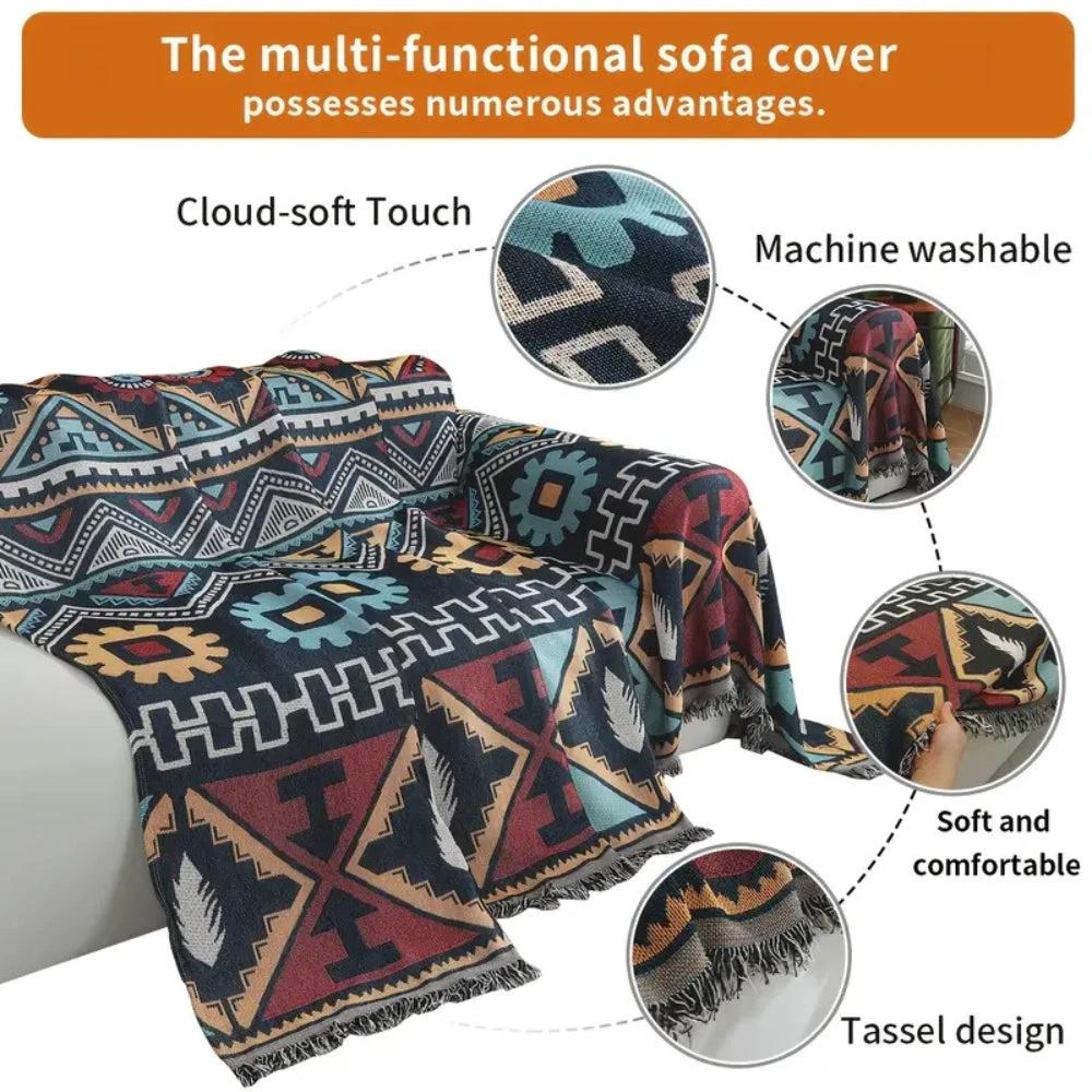 Aztec Geometric Pattern Sofa Cover by Casa & Beyond