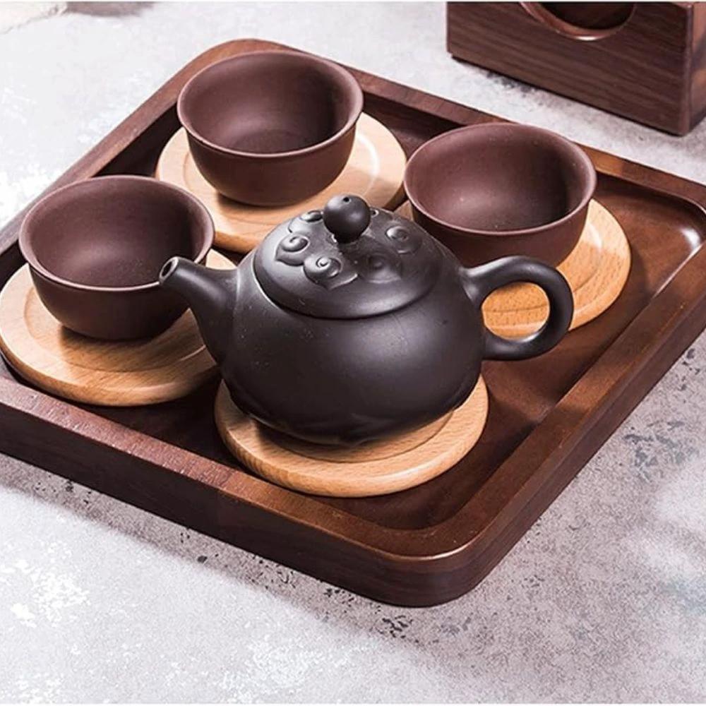 Japanese Style Wooden Coaster | 6pcs Set by Casa & Beyond