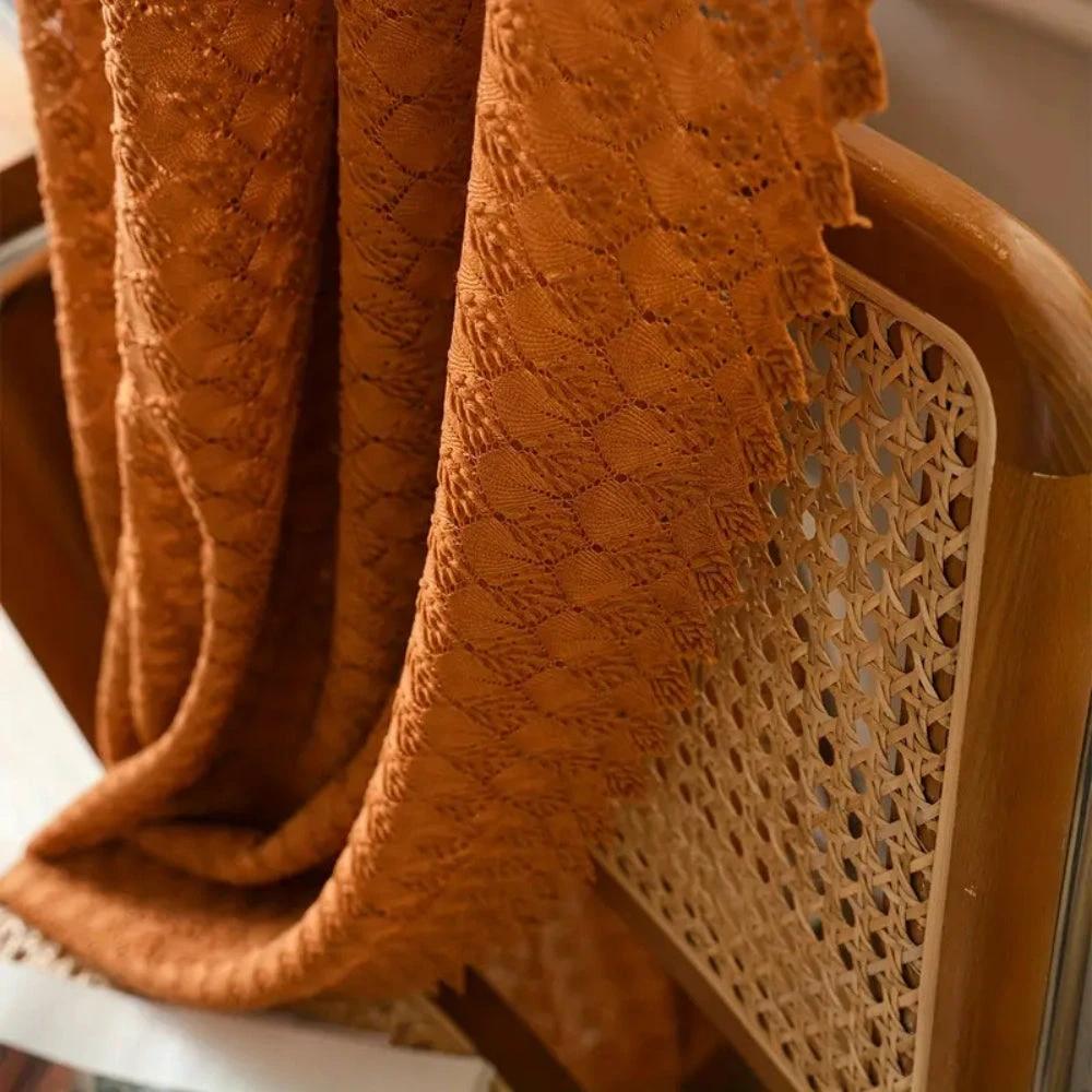 Amber Glow Boho Crochet Window Curtain Panel by BowLift