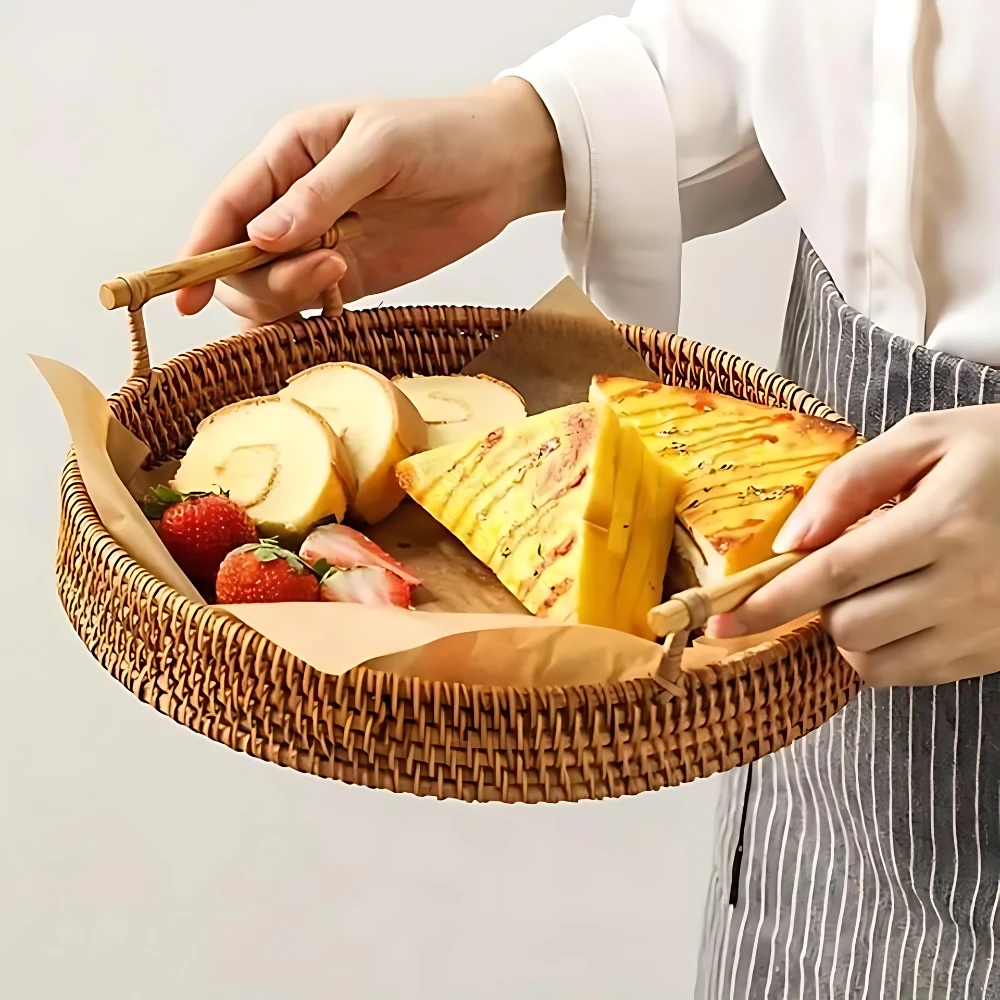 Handcrafted Rattan Serving Tray by Casa & Beyond