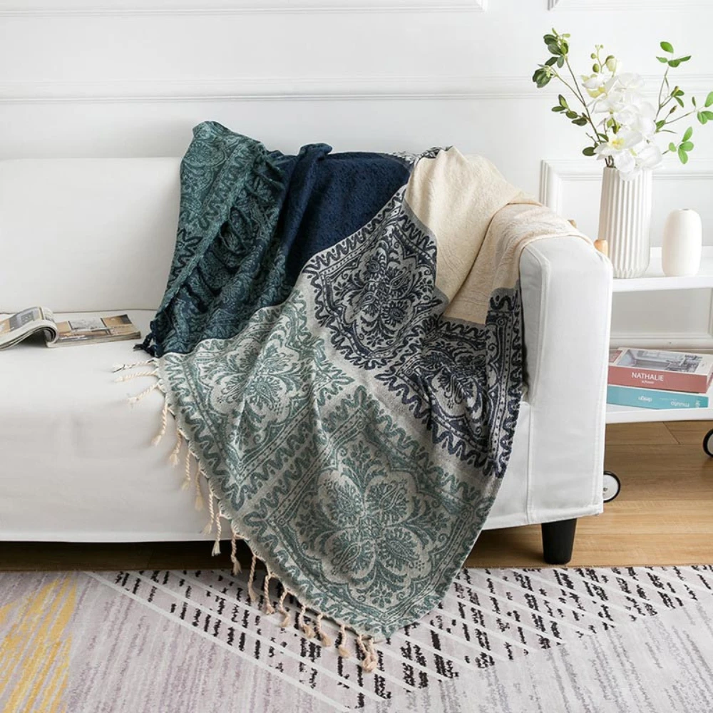 Floral Tassel Knit Bohemian Blanket by Casa & Beyond