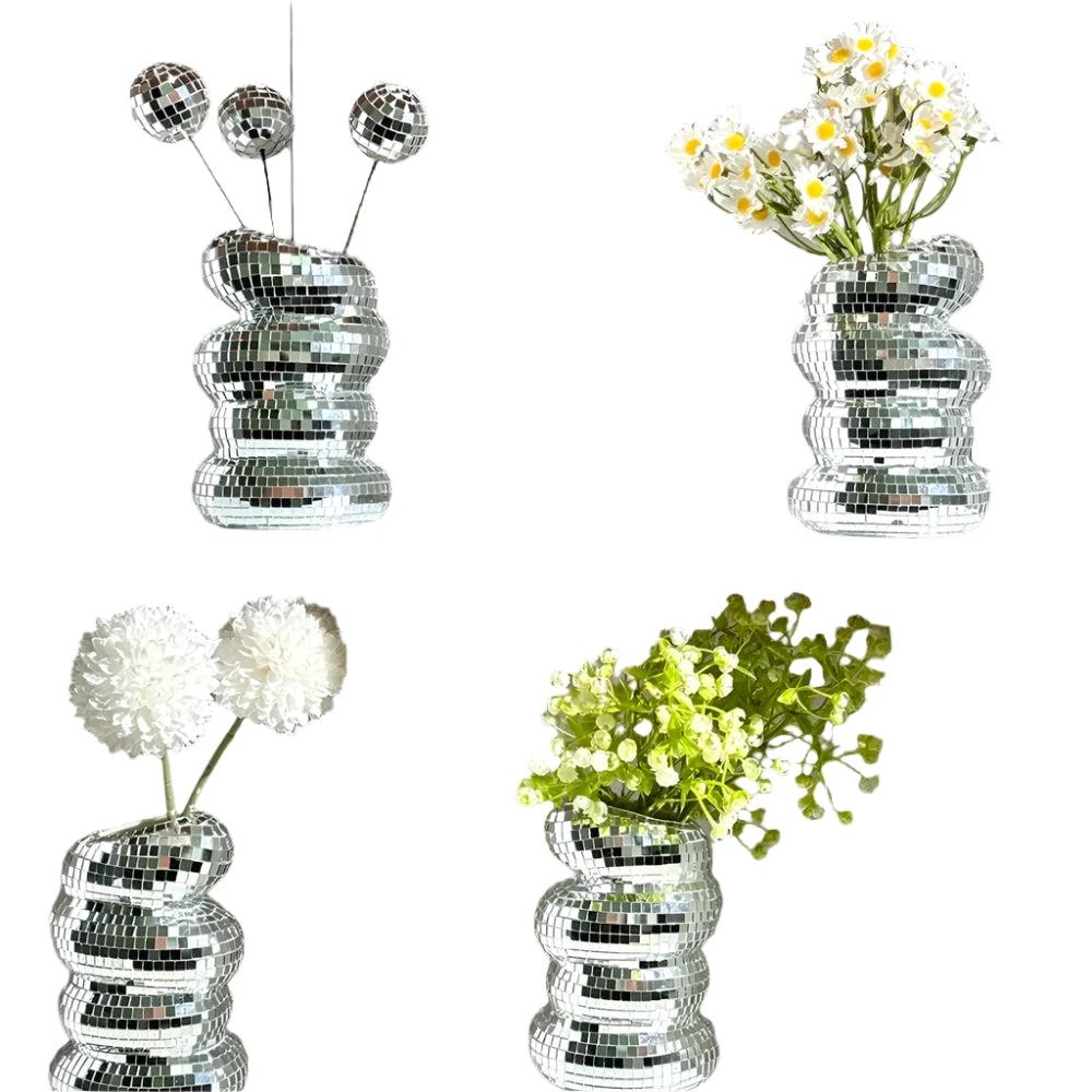 Mirror-clad disco vase with retro charm and modern flair Bowlift by Bowlift