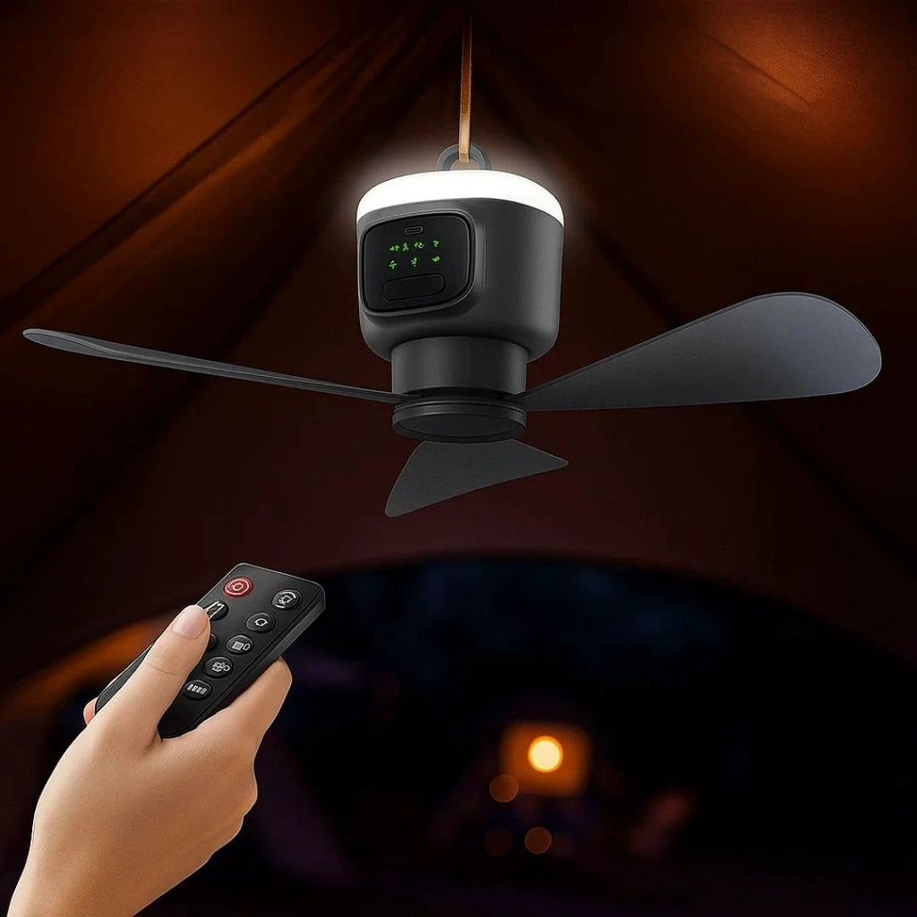 Control Ceiling Fan with Light – Battery-Powered 30h – Quiet Cooling Comfort – Ideal for Home Camping Travel Bowlift by Bowlift