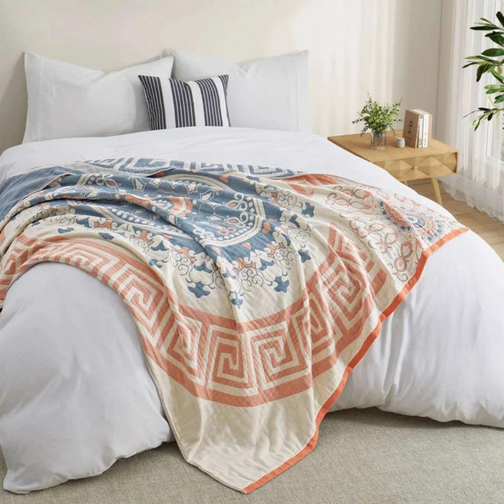 Santorini Mandala Cotton Blanket by Casa & Beyond