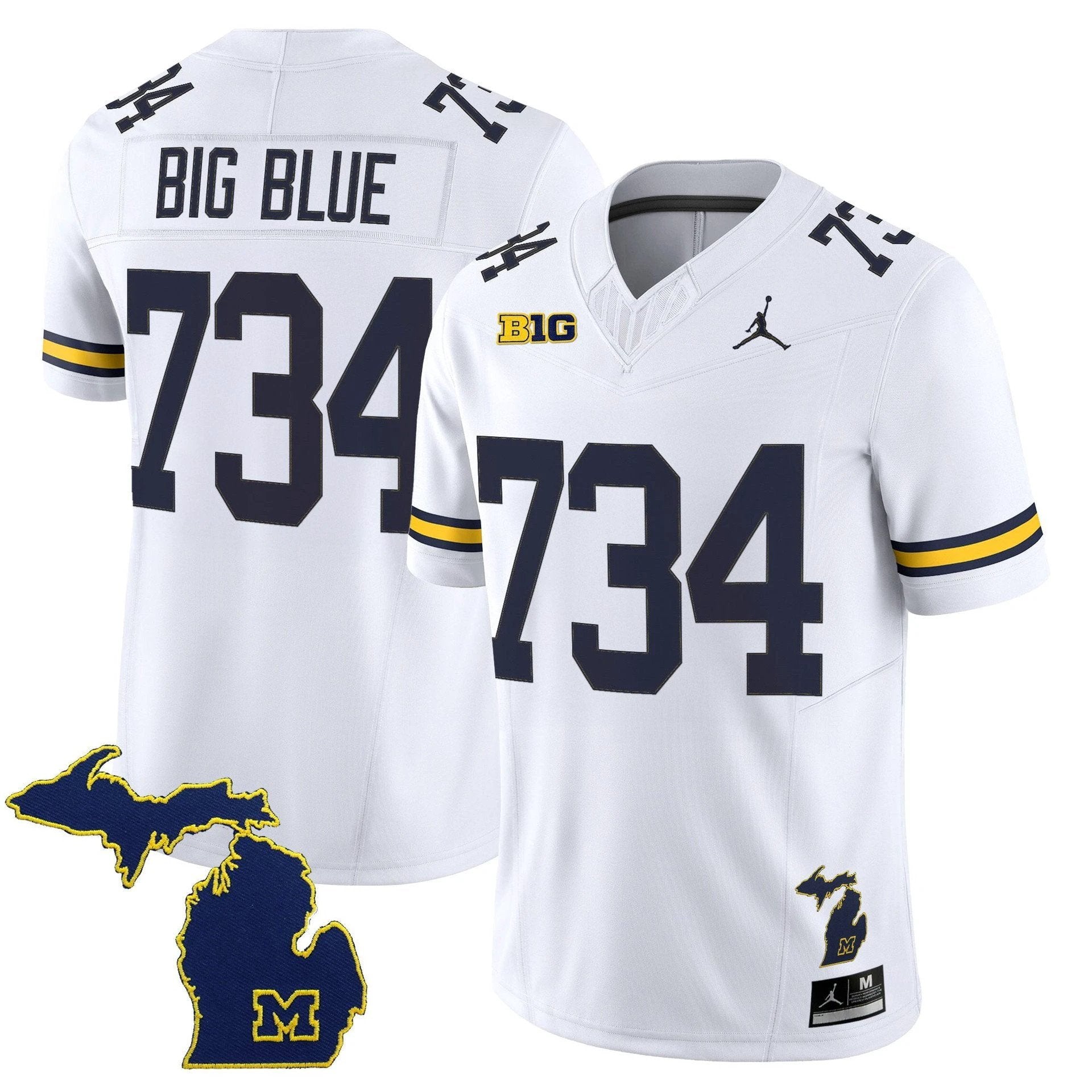 Big Blue Jersey #734 Michigan Wolverines 2025 Limited V2 Stitched White by My Store NCAA Football Jerseys