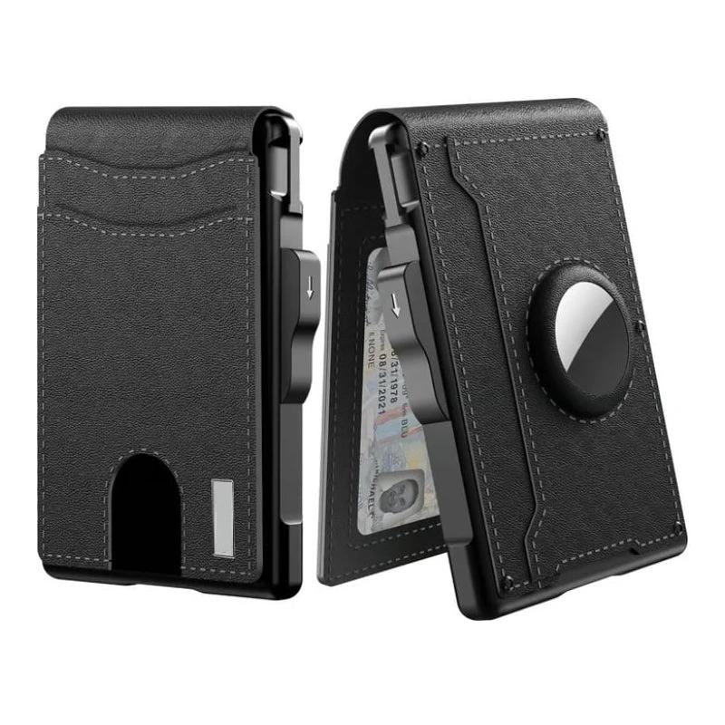Men's Business Style PU Leather Card Slots for AirTag by BowLift