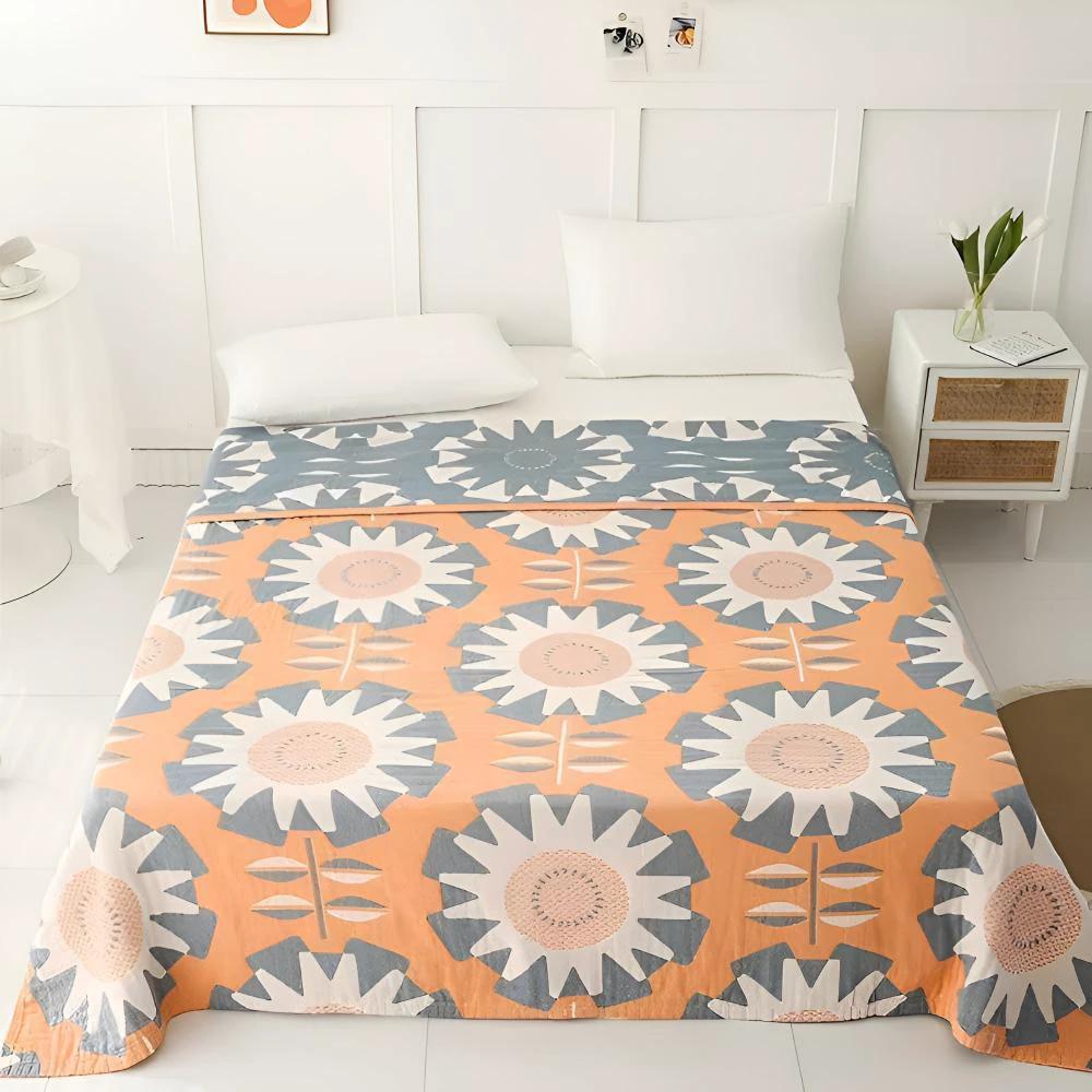 Windmill Flower Patterns Cotton Blanket by Casa & Beyond
