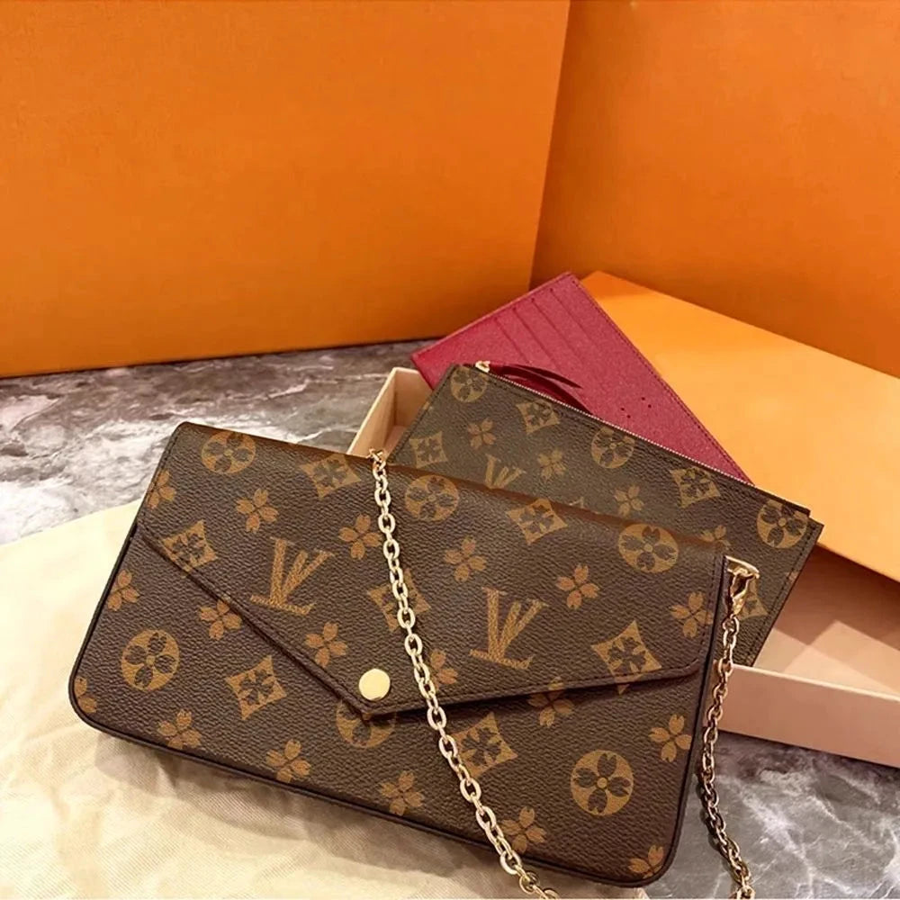 Fashion Brown Flower Leather Shoulder Bag Multi Handbag for Women by jimmy_luxuries