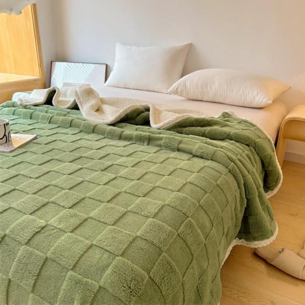 Plush Square Checkerboard Blanket by Casa & Beyond