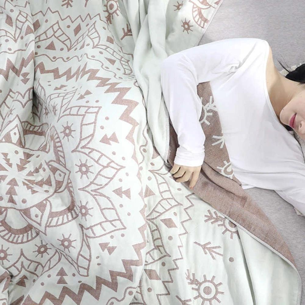 Mandala Art Pattern Reversible Cotton Blanket by Casa & Beyond