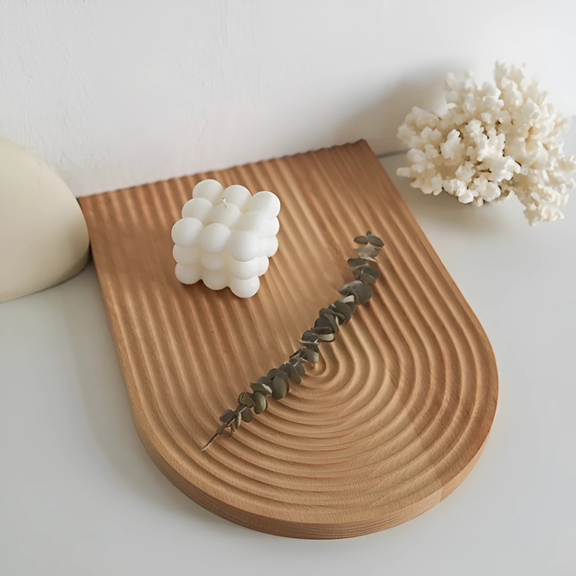 Nordic Ripple Wooden Tray by Casa & Beyond