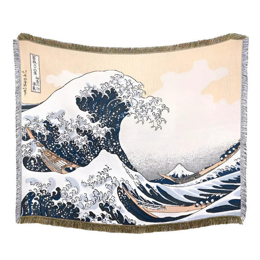 Classic Great Wave Throw Blanket by Casa & Beyond