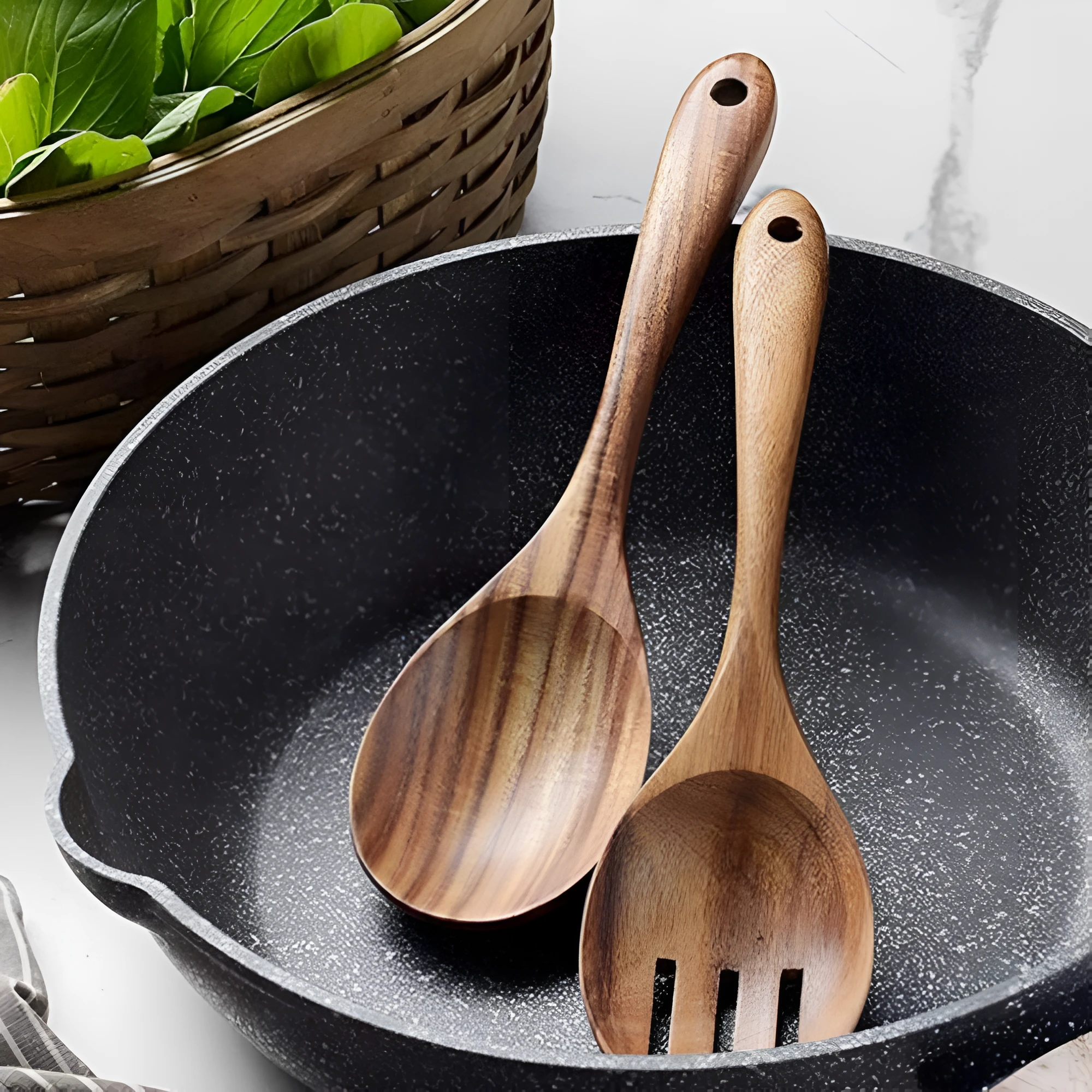 Rustic Teak Salad Serving Set | 2 Pcs by Casa & Beyond