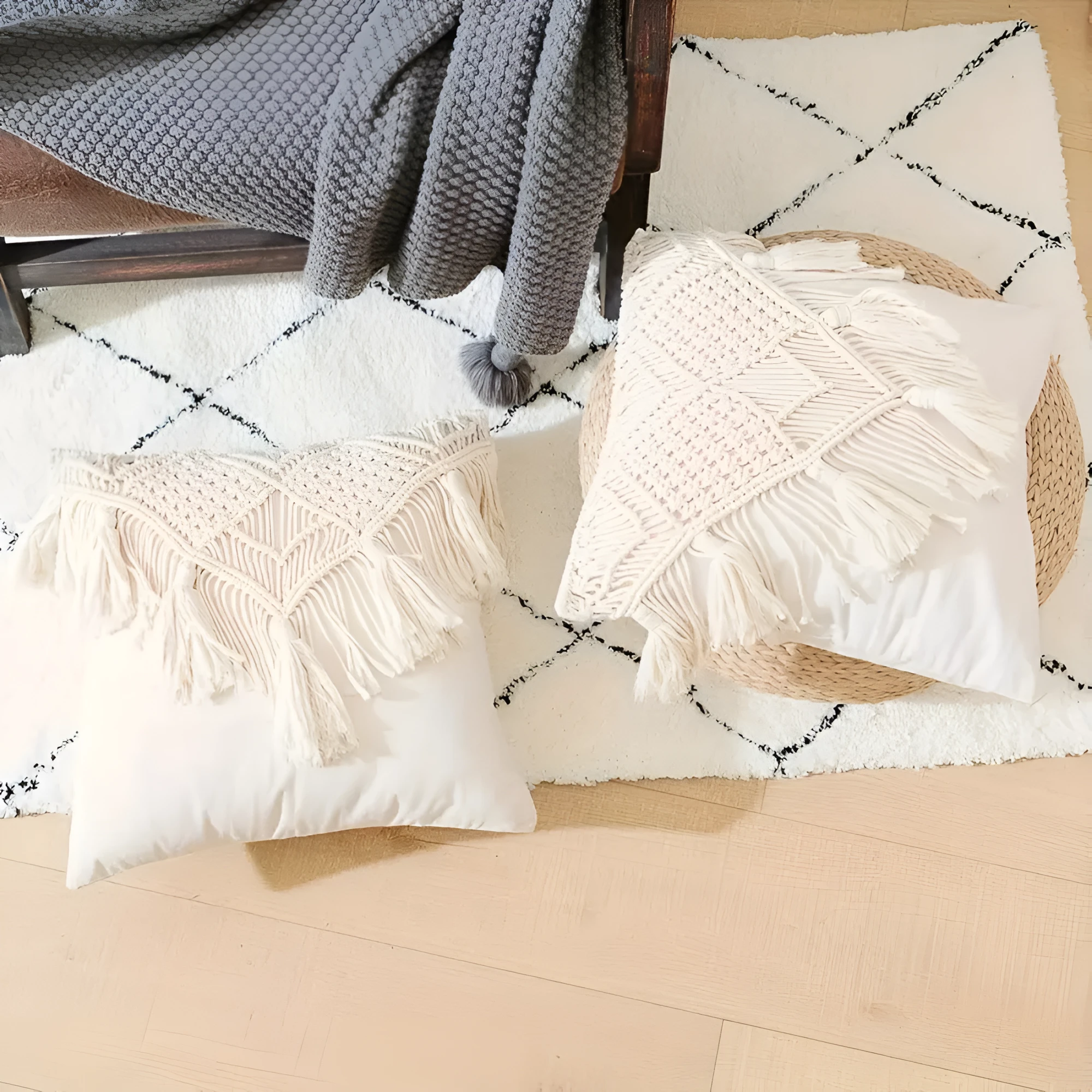 Vintage Macrame Cushion Cover by Casa & Beyond