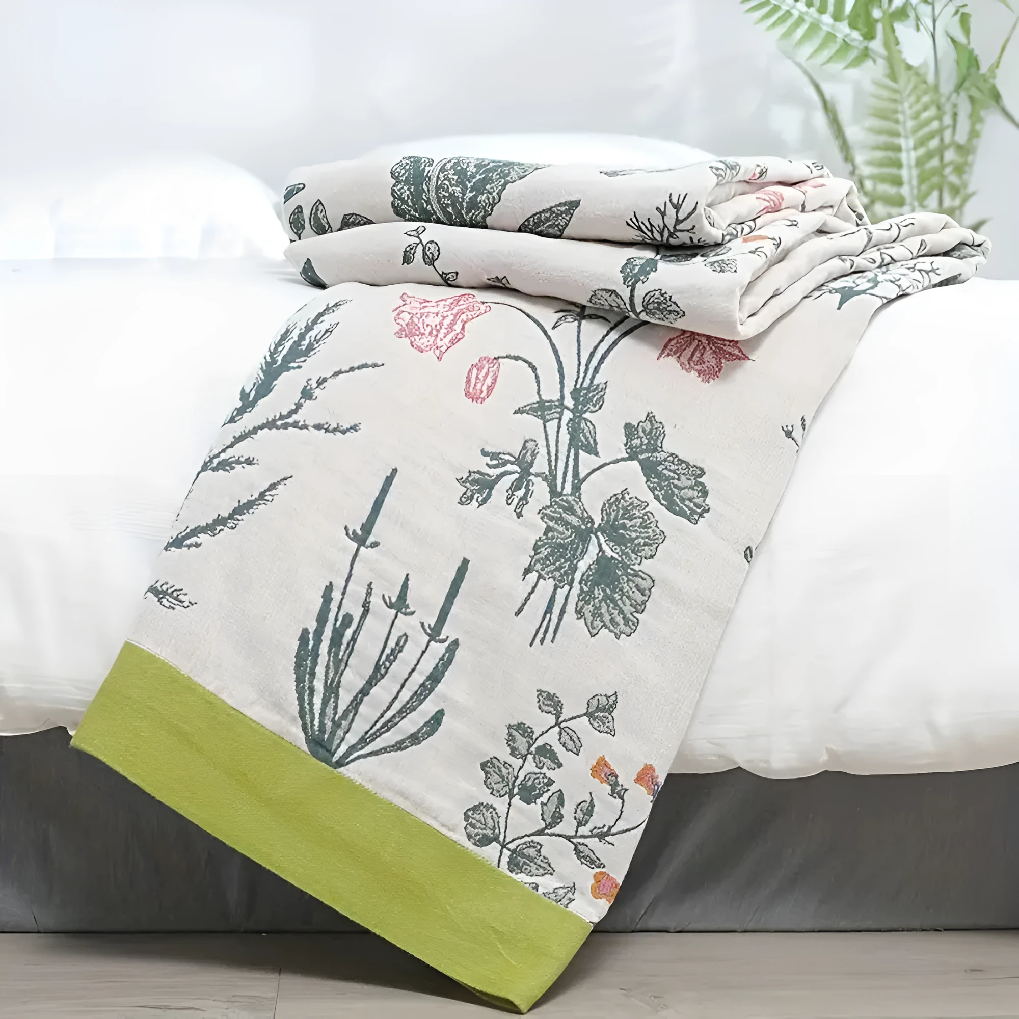Farmhouse Floral Cotton Gauze Blanket by Casa & Beyond