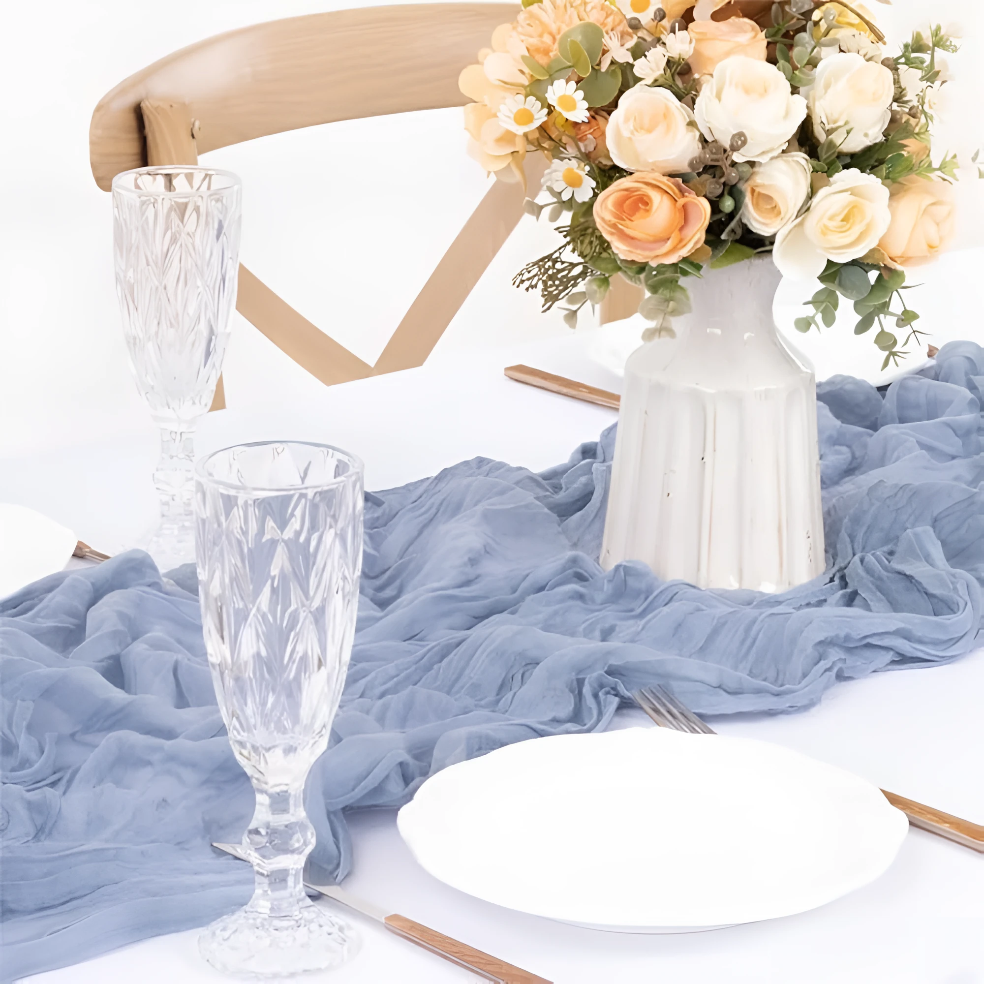 Cheesecloth Flowy Table Runner | 10 Pcs Set by Casa & Beyond