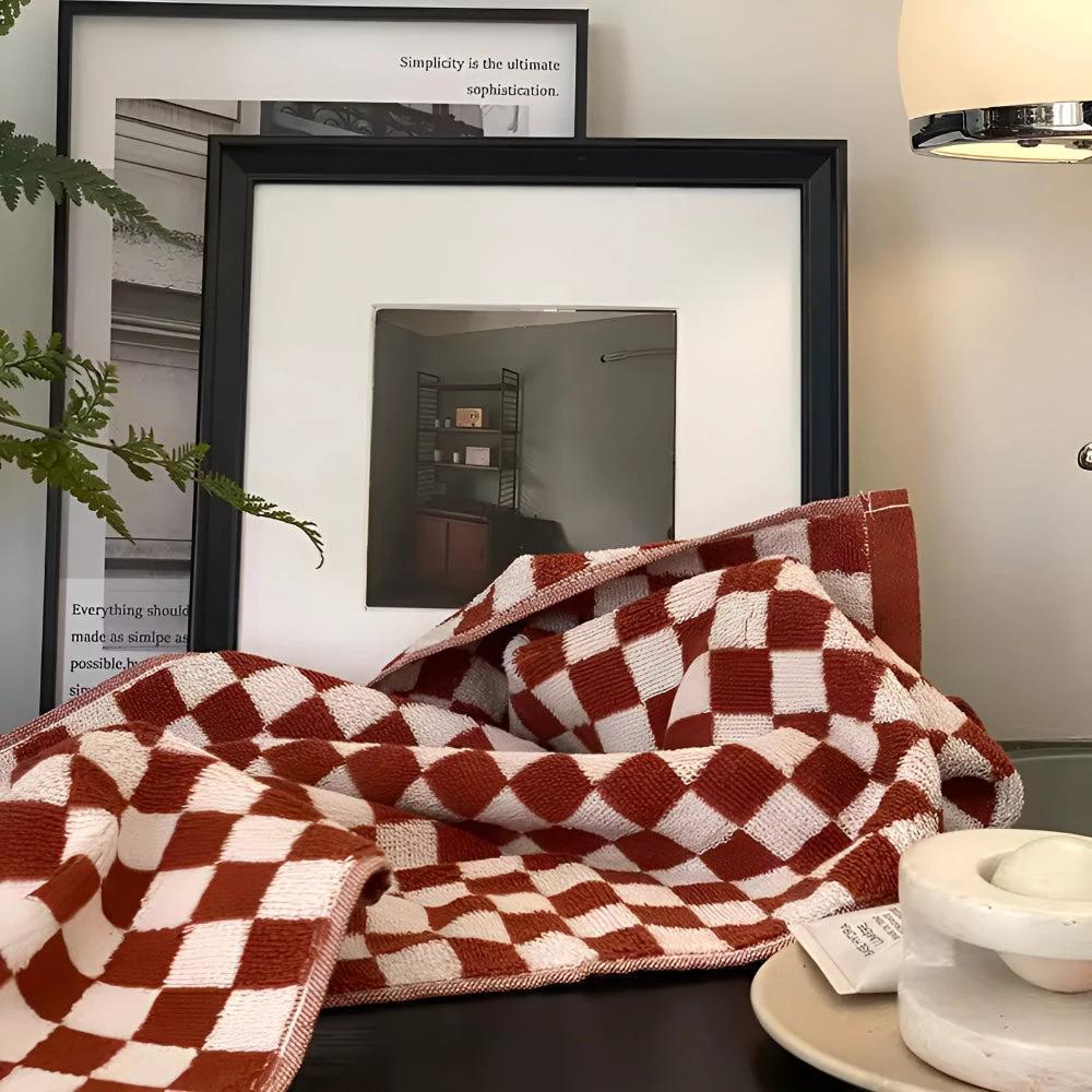 Retro Checkmate Cotton Towel by Casa & Beyond