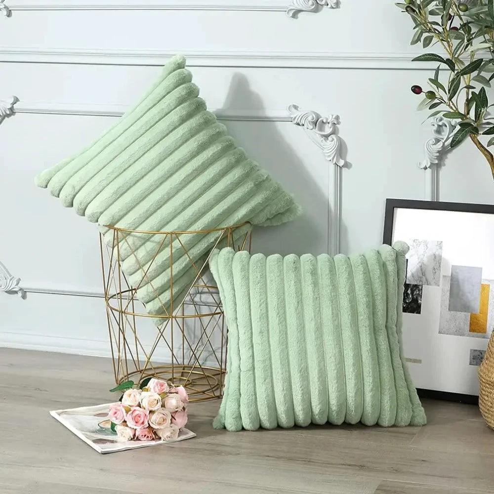 Green Fluffy Cushion Cover by Casa & Beyond