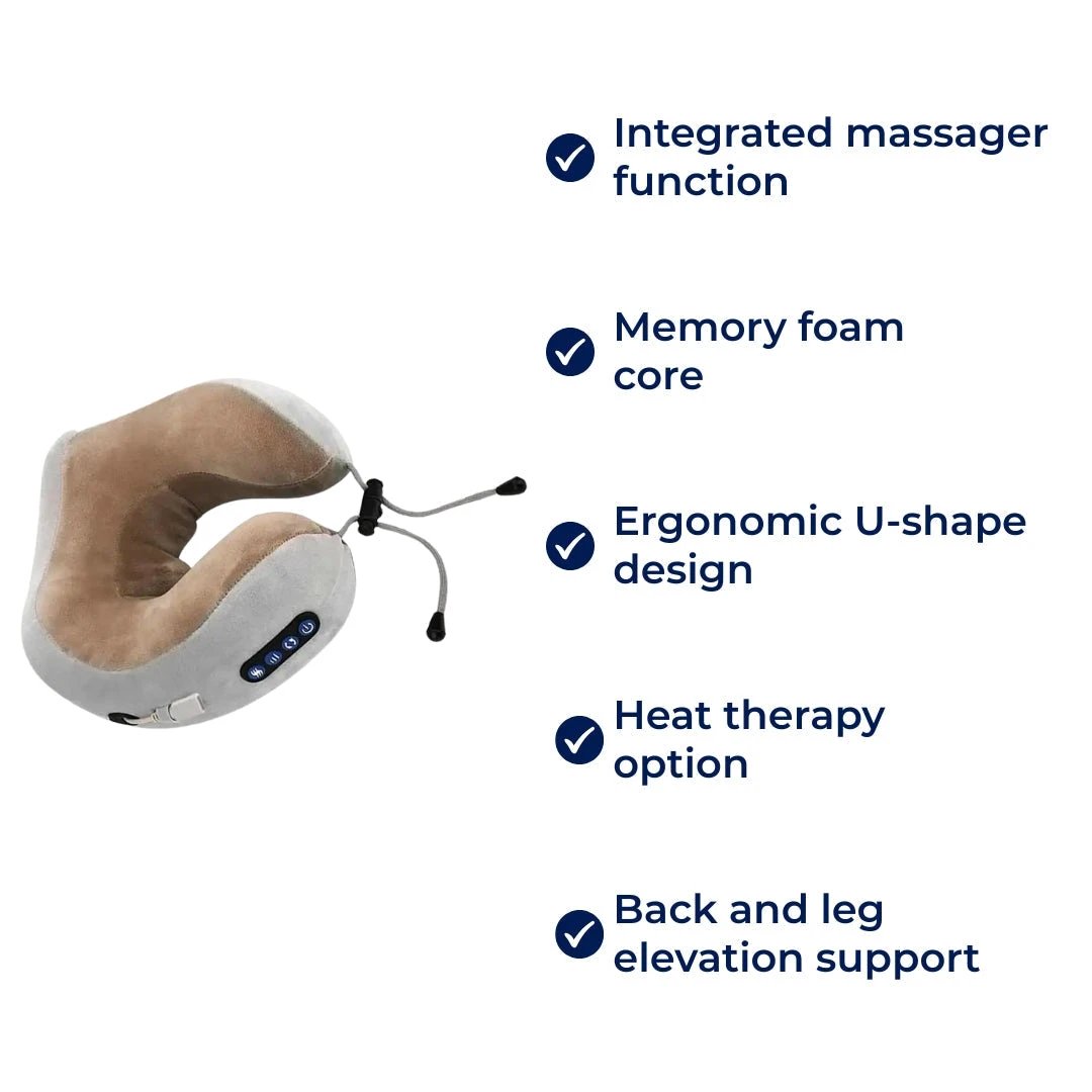 Eleviva | U-Shaped Neck Massager – Travel Pillow with Memory Foam – Elevation – Back Support – Snoring – Legs – Relaxation Bowlift by Bowlift