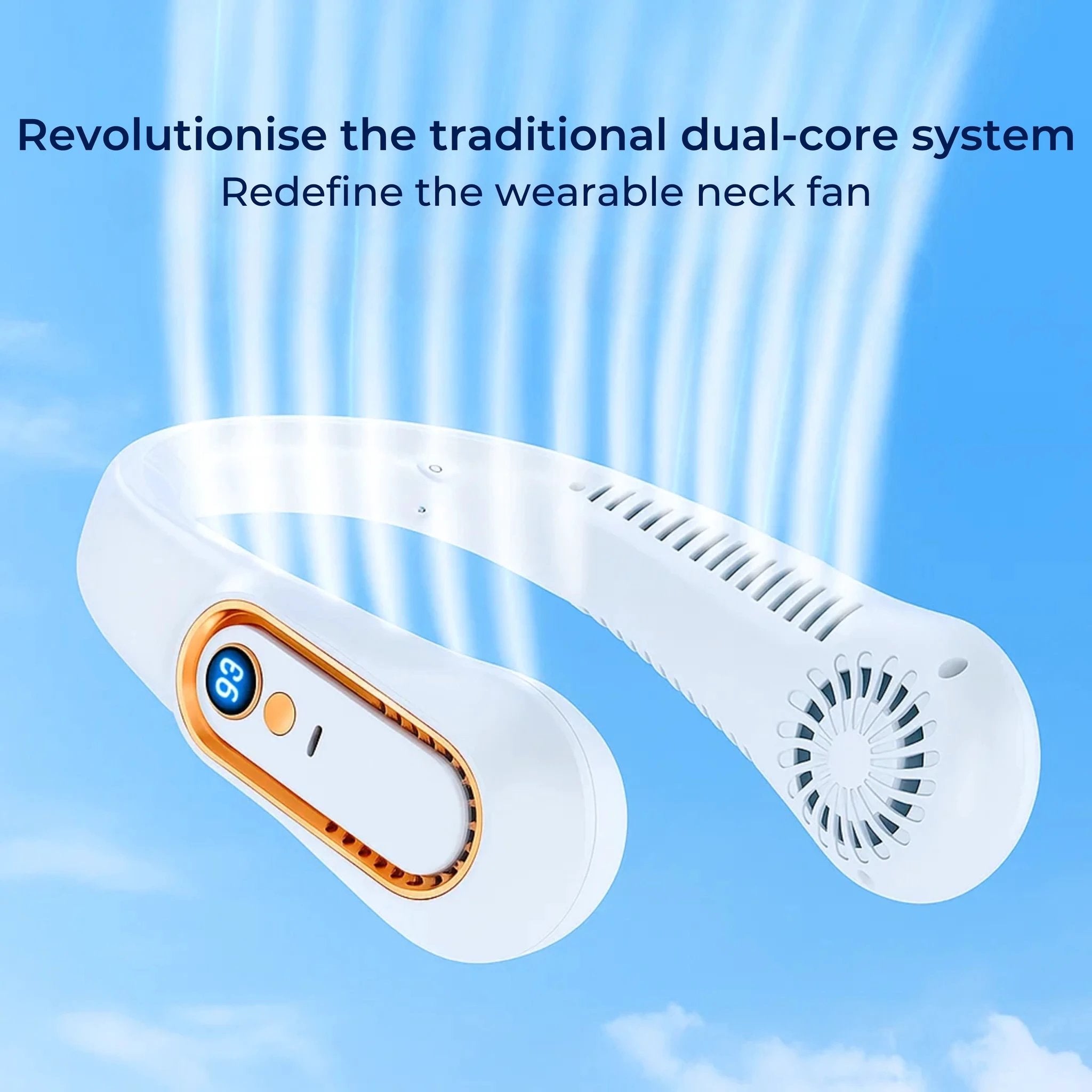 CoolEase | Portable Neck Fan – Hands‑Free Bladeless Cooling – Five‑Speed USB‑C – Travel Office Commuters Bowlift by Bowlift