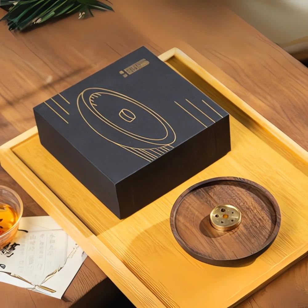 Round Wood and Copper Incense Holder by Casa & Beyond