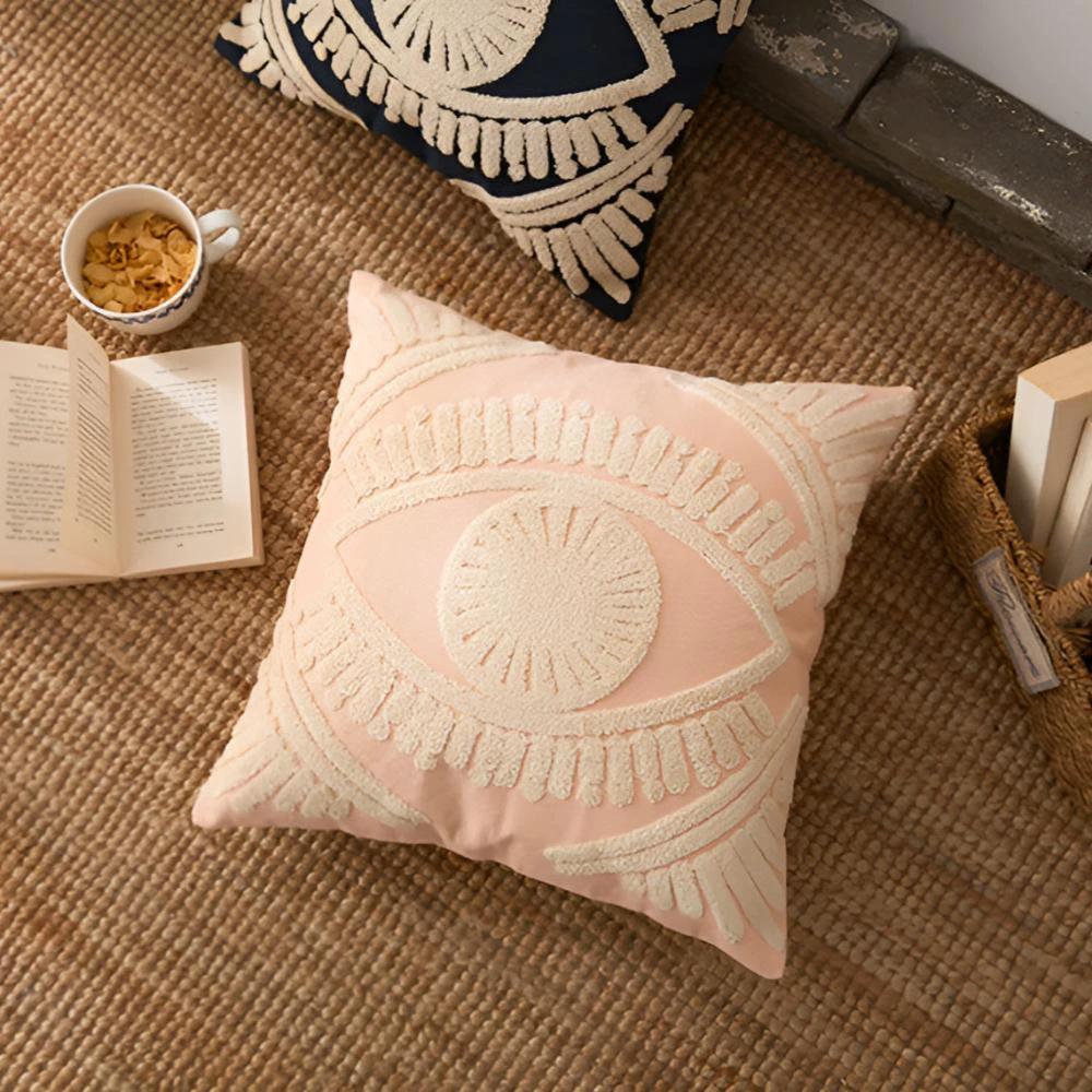 Boho Eye Embroidered Cushion Cover by Casa & Beyond