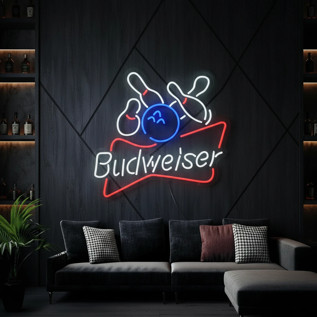 Budweiser Bowling Ball Led Neon Sign Bar Wall Decor Sign by Neonchics