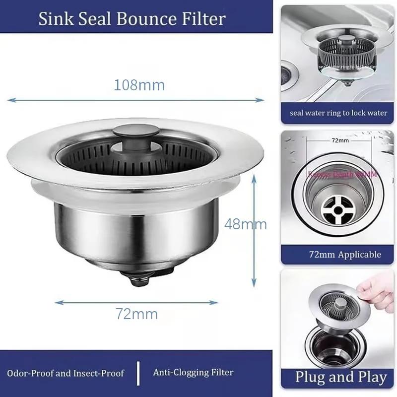 New Upgraded Sink Bounce Core Drain Strainer by BowLift