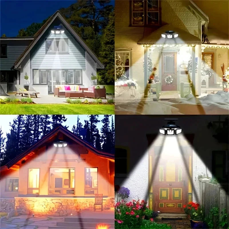 Solar LED Floodlight with Motion Sensor – 3-Head Outdoor Security Lighting for Garden, Driveway & Garage by BowLift