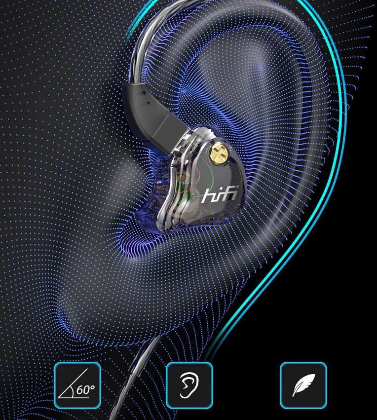 HiFi In-ear Headphones, with High-quality Sound, Changeable Cable Design, Mounting Ear Design & Ergonomics, for Sports, Study & More by BowLift
