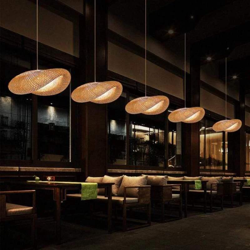ZenGlow Handwoven Bamboo Pendant Light Bowlift by Bowlift