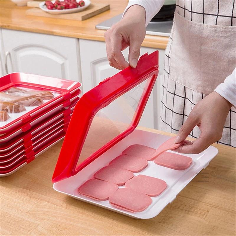 6pcs Creative Vacuum Food Preservation Tray Plate Storage Organizer by Bowlift