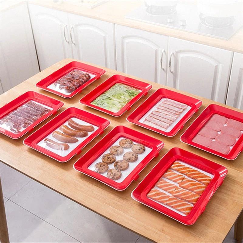 6pcs Creative Vacuum Food Preservation Tray Plate Storage Organizer by Bowlift